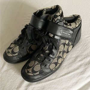 COACH Women's High Top C-Print Sneaker Shoe Size 9.5 Black Gray